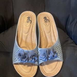 Women's Blue Slide Sandals